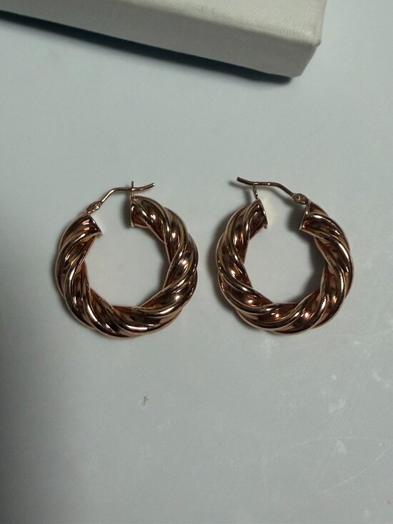 Milor Jewelry - Milor Italy Rose Gold Tone Twisted Hoop Earrings 🌹✨